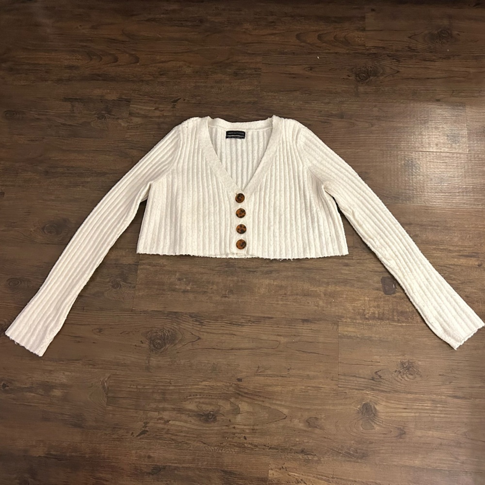 Urban Outfitters Cream Ribbed Cardigan